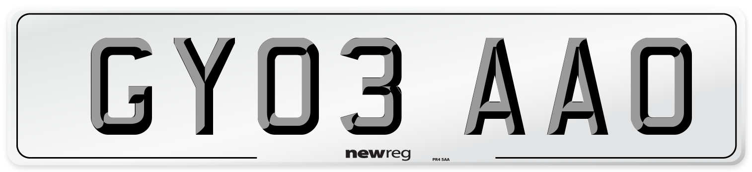 GY03 AAO Number Plate from New Reg